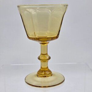8 Panel Wafer Stem Amber Yellow Liquor Cocktail Set 4 Glass Discontinued